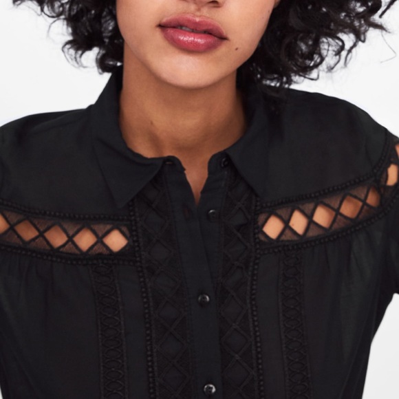 nwt ZARA contrasting poplin dress - Picture 5 of 7